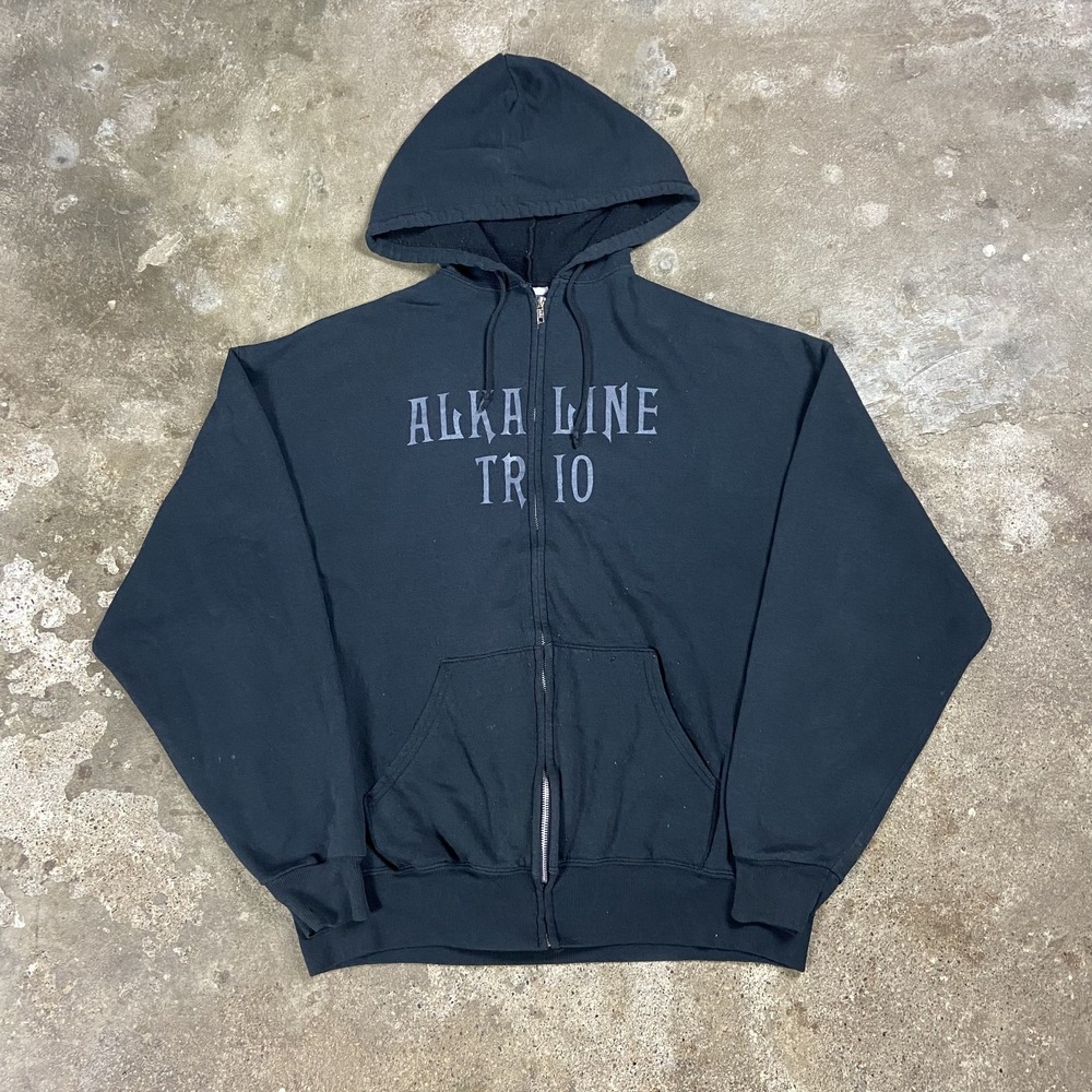 Vintage Y2K Alkaline Trio Sweatshirt Size XL Black Fleece Full Zip Hoodie Rock